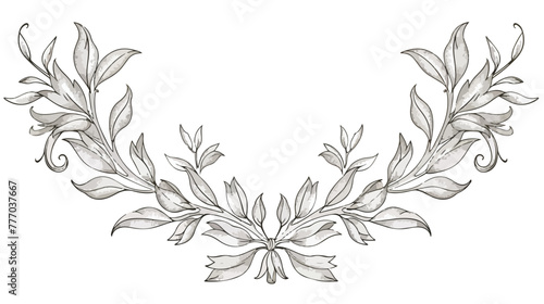 Line Art Wreath Art Nouveau Ornament Floral Vector