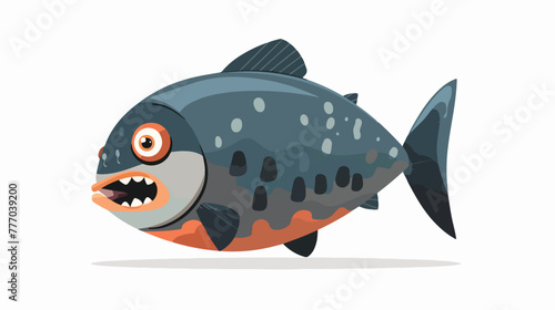 Vector Flat Illustration Of Piranha Cartoon flat vector