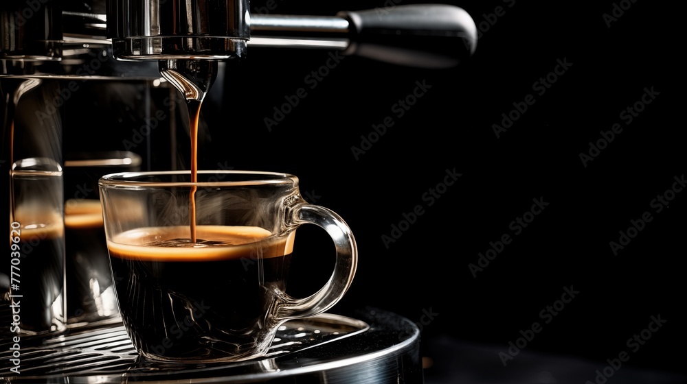 Generative AI of Espresso Pouring into Cup with copyspace concept for Morning Caffeine Fix, Barista Skills, and Café Ambiance Generative AI of Espresso Pouring into Cup with copyspace concept for Morning Caffeine Fix, Barista Skills, and Café Ambiance