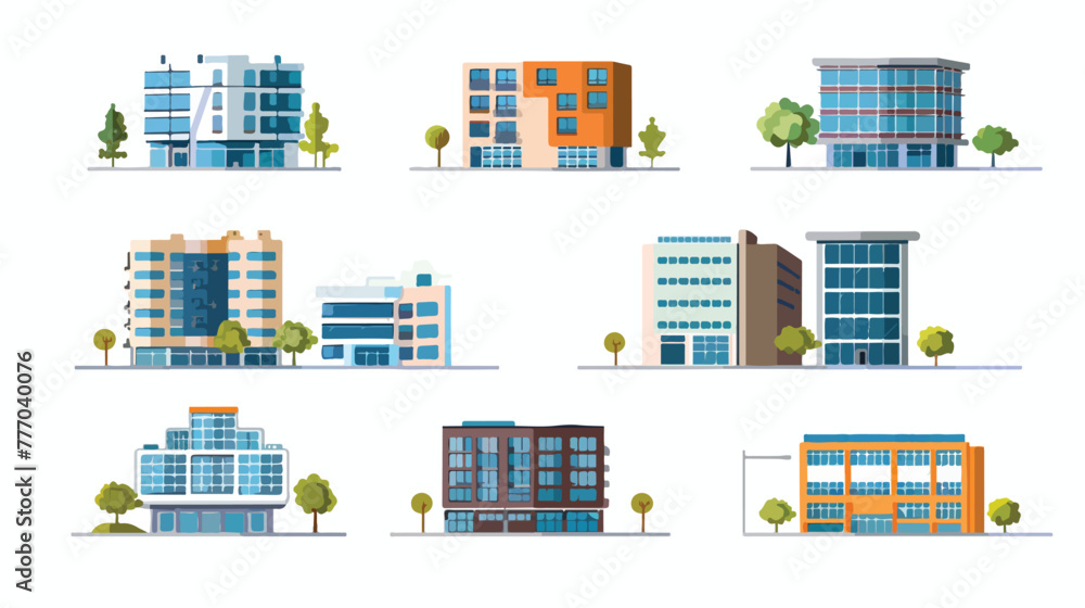 Vector illustration of urban building flat design flat