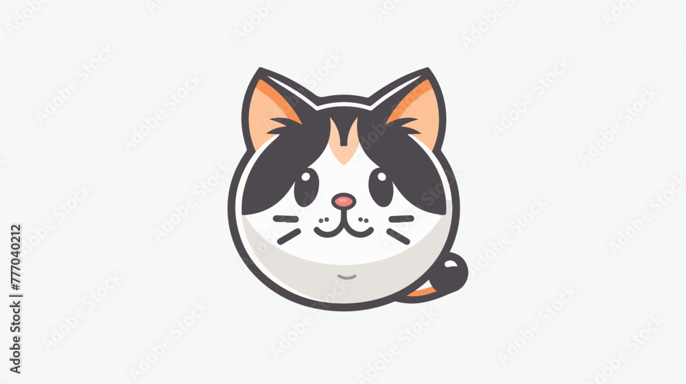 Vector Logo Illustration Cute Cat Simple Mascot Style.