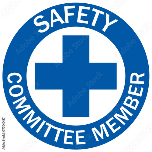 Safety committee hard hat sticker and sign safety committee member