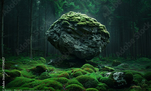 The Mossy Rock A Forest's Natural Balance Generative AI