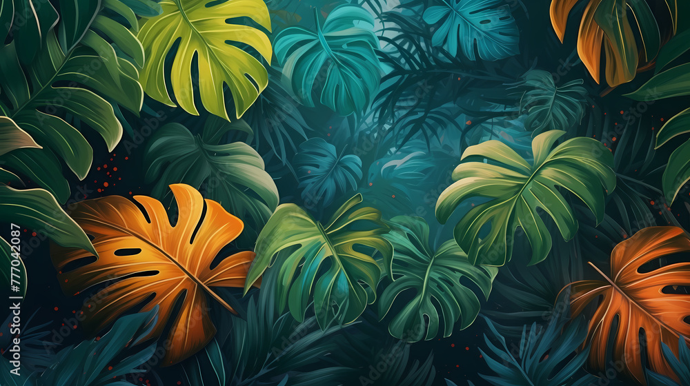 Summer tropical leaves background Summer tropical leaves background