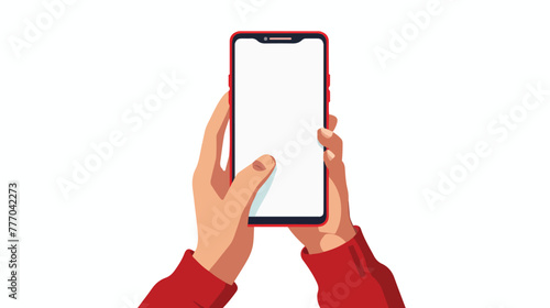 Phone in hands vector illustration made in flat style