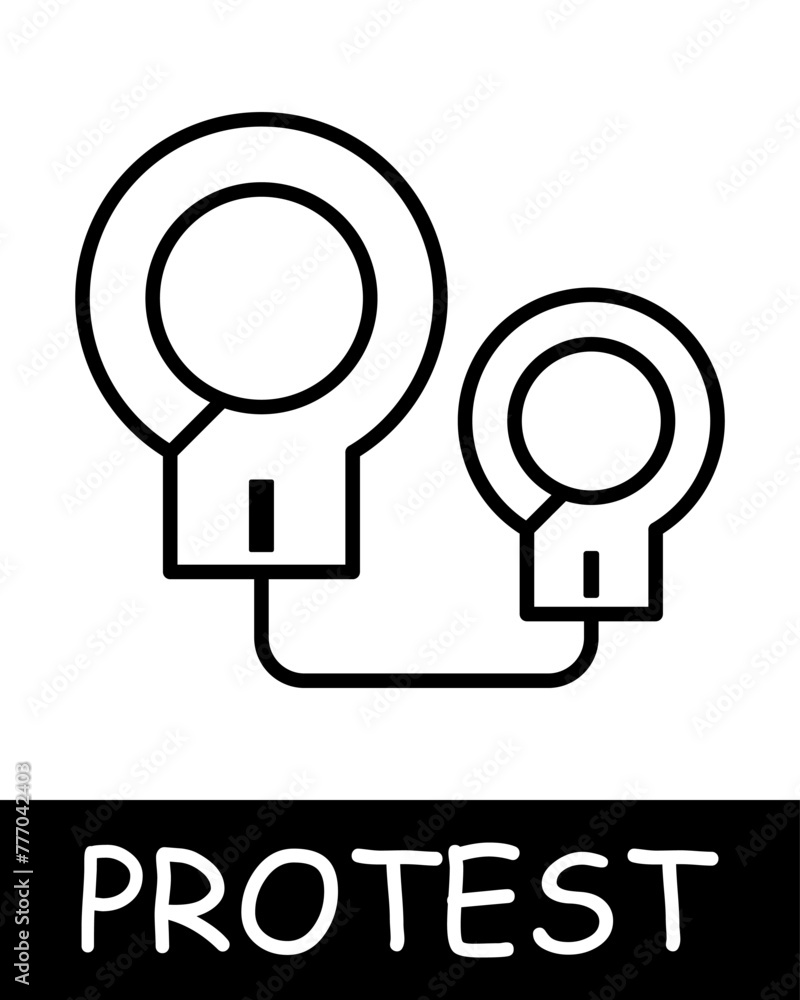 Handcuffs icon. Prison, manacle, imprisonment, captivity, fight against the regime, uprising, protest, attempt to change power. The concept of struggle against oppression and the fight for freedom. Handcuffs icon. Prison, manacle, imprisonment, captivity, fight against the regime, uprising, protest, attempt to change power. The concept of struggle against oppression and the fight for freedom.