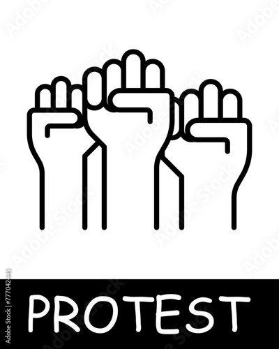 Fists, group of people icon. War against power, manacle, oppression, fight against the regime, uprising, protest. Struggle against oppression and the fight for freedom concept.