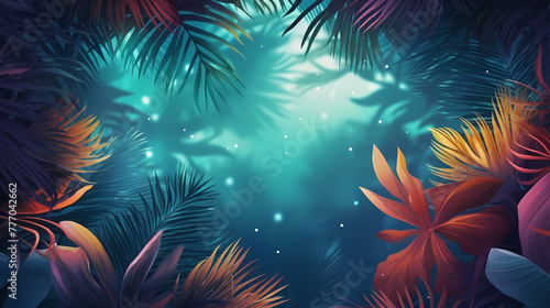Summer tropical leaves background © ma