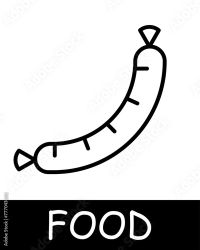 Frankfurter icon. Folk delicacy, sausage, gourmet craftsmanship, culinary creativity, simplicity, silhouette, snack, gourmet food. Delicious and unusual food concept.