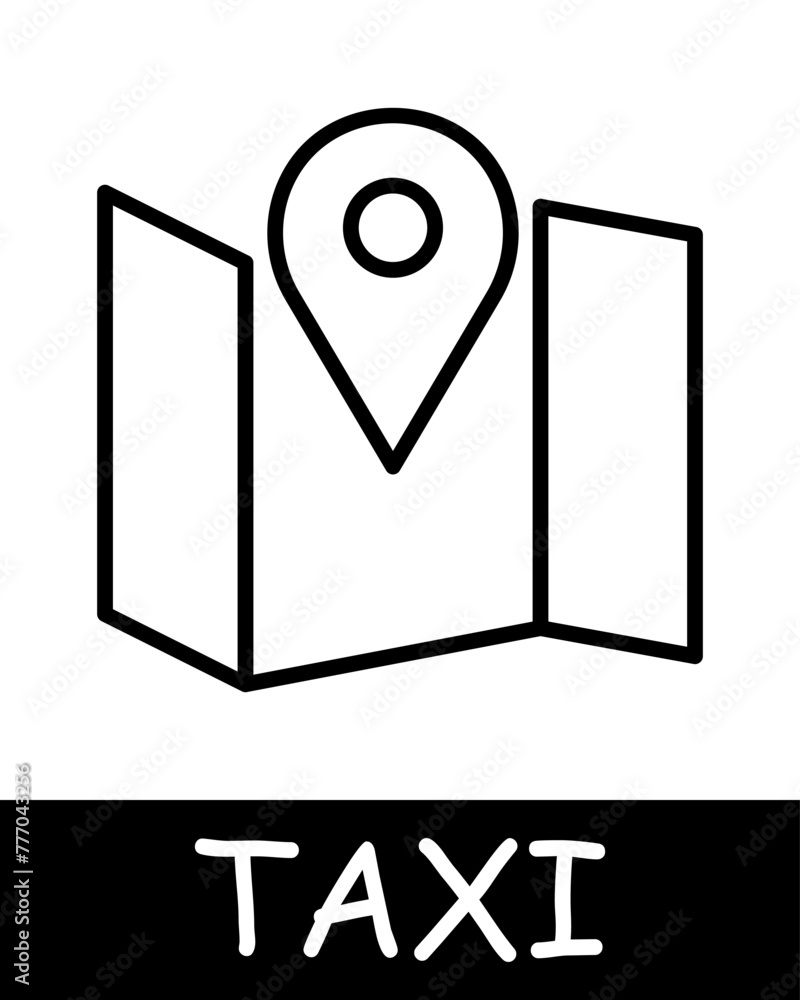 Map, geolocation icon. Simple geometric shapes, taxi, label, silhouette, simplicity, convenience and efficiency in transportation. Concept of easy access to transportation services. Map, geolocation icon. Simple geometric shapes, taxi, label, silhouette, simplicity, convenience and efficiency in transportation. Concept of easy access to transportation services.