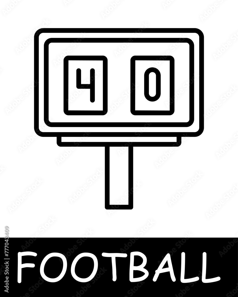 Scoreboard, football icon. Strategy, count, score, outdoor activity, useful hobby, recreation, sports equipment and leisure activity. Healthy lifestyle concept. Scoreboard, football icon. Strategy, count, score, outdoor activity, useful hobby, recreation, sports equipment and leisure activity. Healthy lifestyle concept.