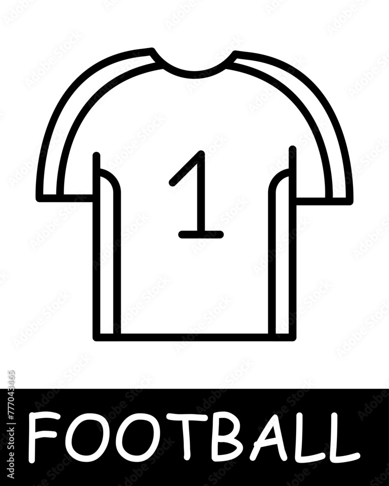 T shirt, football icon. Strategy, number, replacement, outdoor activity, useful hobby, recreation, sports equipment and leisure activity. Healthy lifestyle concept. T shirt, football icon. Strategy, number, replacement, outdoor activity, useful hobby, recreation, sports equipment and leisure activity. Healthy lifestyle concept.