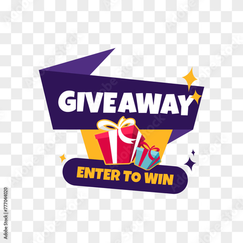 giveaway banner design with gift box illustration and enter to win text