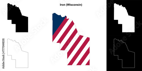 Iron County (Wisconsin) outline map set photo