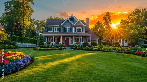 Sunlit Suburban Home A Warm Welcome Generative AI