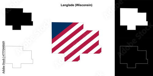 Langlade County (Wisconsin) outline map set photo