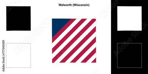 Walworth County (Wisconsin) outline map set photo