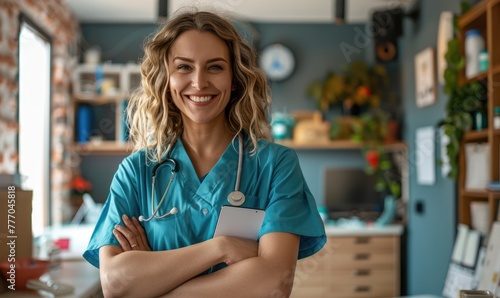 Smiling female paramedic wi...