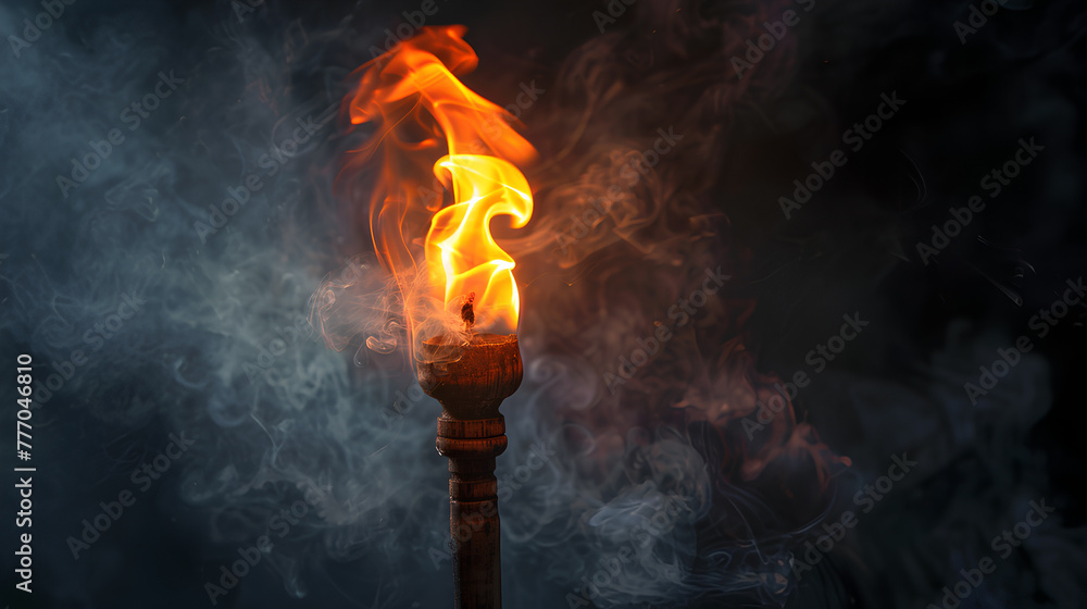 torch flame burning at Night on black background torch flame burning at Night on black background