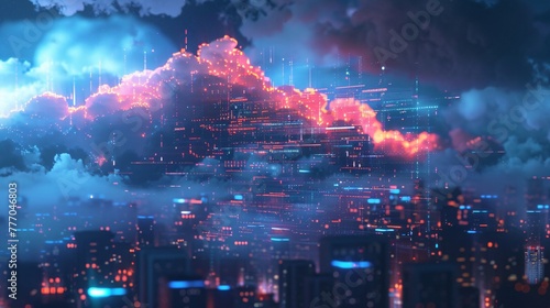 Futuristic Smart City with Cloud Computing Concept photo
