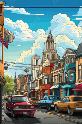 Adobe IlluA bustling cityscape with skyscrapers coloring page