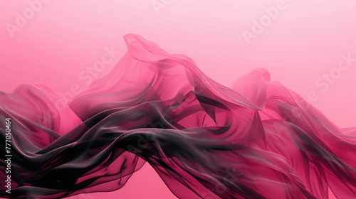 Deep pink fuchsia magenta with dark tone silk fabric texture with beautiful waves on pink gradient background with copy space. Elegant background for a luxury product 