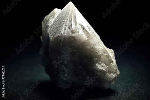 Hambergite is rare precious natural stone on black background. AI generated. Header banner mockup with space. photo