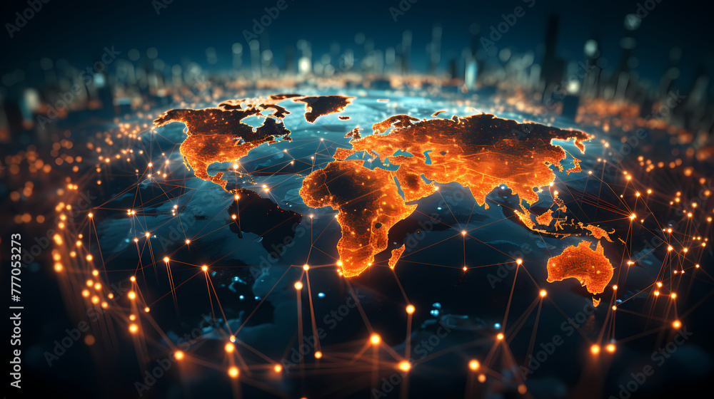 Abstract world map concept - global business network and connections, international data transfer and cyber technology. Abstract world map concept - global business network and connections, international data transfer and cyber technology.