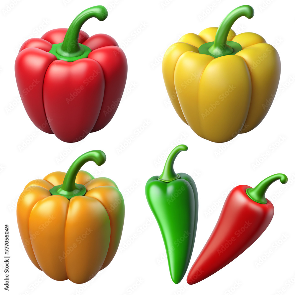 Realistic Icon Object vegetables pepper, chili pepper. PNG transparent image, AI generative Realistic Icon Object vegetables pepper, chili pepper. PNG transparent image, AI generative