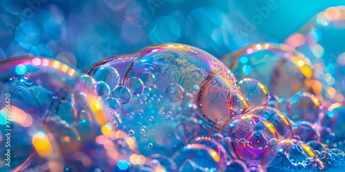 Bubbles of Color A Vibrant Display of Bubbles in a Colorful Liquid Generative AI