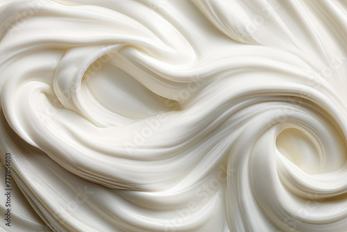 close up of white whipped cream texture, abstract background and texture concept. Generative Ai
