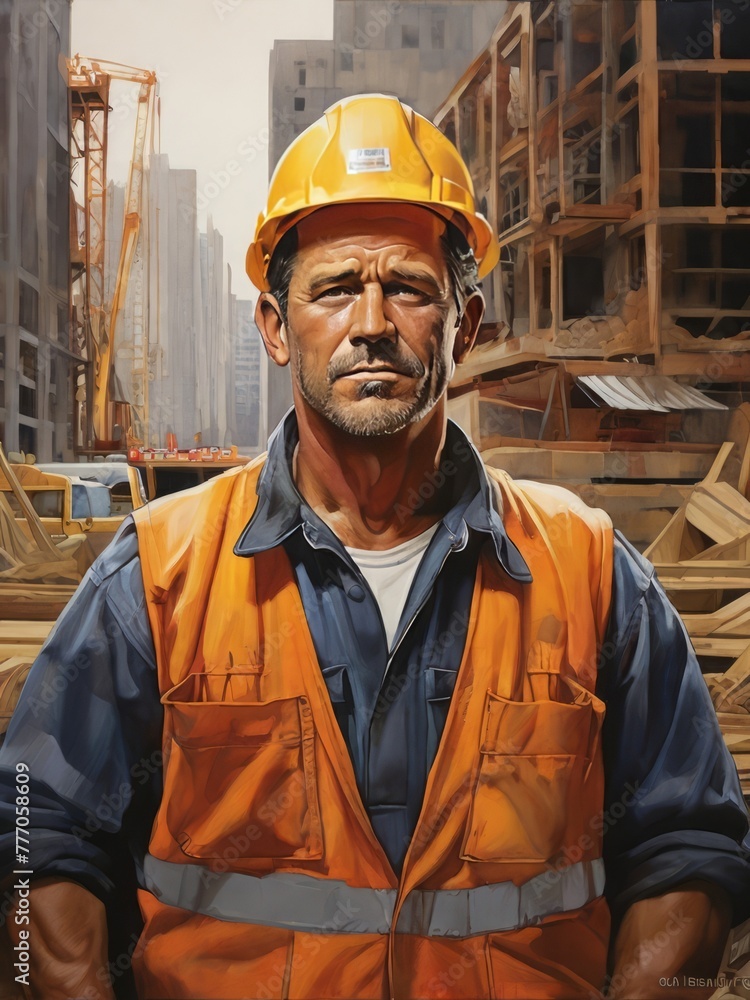Civil engineer at a construction site in workwear and a helmet. Civil engineer at a construction site in workwear and a helmet.