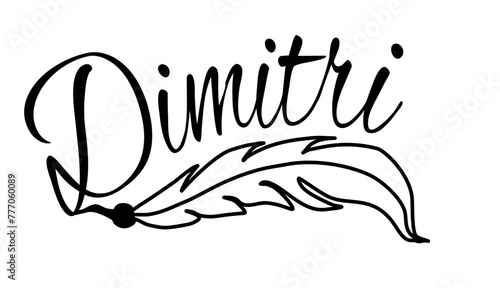 Dimitri - black color - name written - Word with feather for websites, baby shower, greetings, banners, cards-shirt, sweatshirt, prints, cricut, silhouette, sublimation