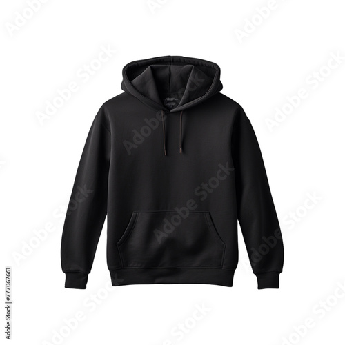 black hooded sweatshirt mockup isolated transparent background
