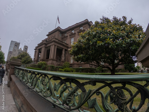 San Francisco, CA, USA, June 29, 2022: James Clair Flood Mansion (Pacific-Union Club), is a historic mansion at 1000 California Street, atop Nob Hill in SF, Now home of the Pacific-Union Club. photo