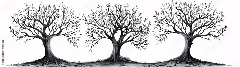 Obraz premium The Tree of Life A Black and White Illustration Generative AI