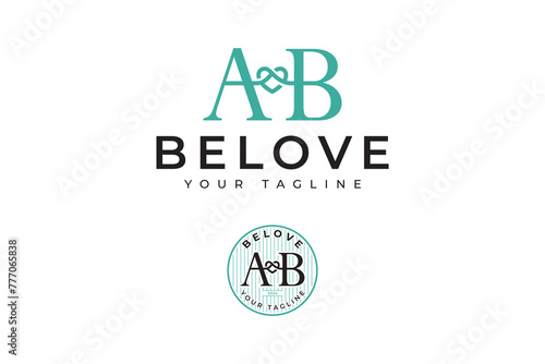 A love B or AB love word mark logo design for wedding engagement company business