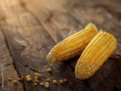 Harvested Corn on a Rustic Table Generative AI
