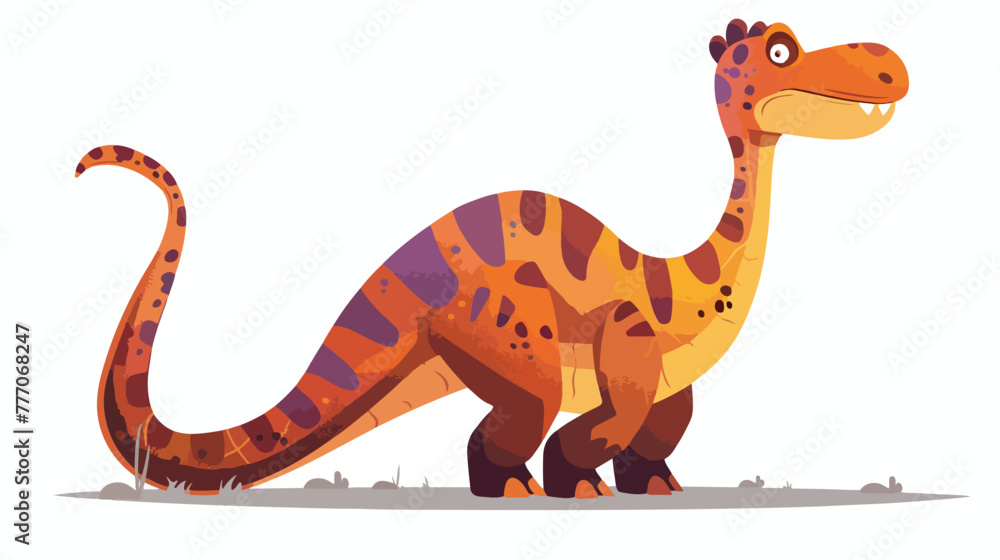Cartoon dinosaur posing flat vector isolated on white