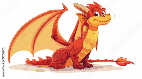 Cartoon dragon posing isolated on white background 