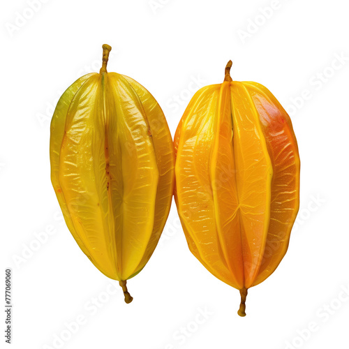 Two fruits displayed against a transparent backdrop