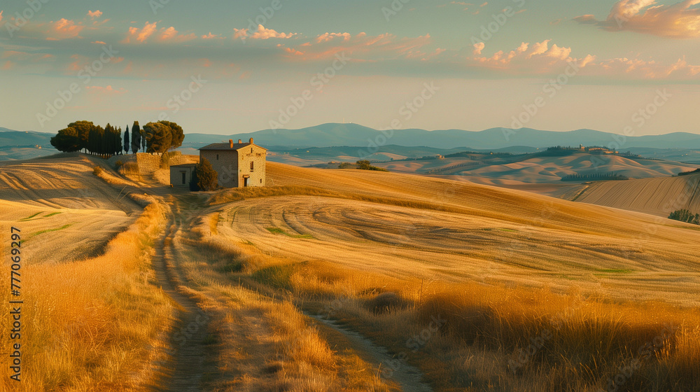 Serene Tuscan Landscape at Sunset