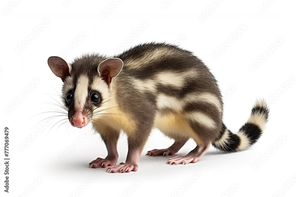 Striped possum dactylopsila trivirgata on a white background. Wild Animals, Illustration, Generative AI. Striped possum dactylopsila trivirgata on a white background. Wild Animals, Illustration, Generative AI.