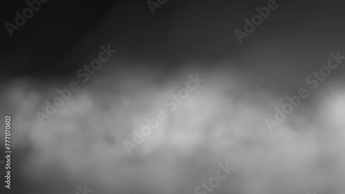 Flaying In To The Smoke Effects Over Alpha Channel. Camera Flying Through Fog On Black Background. White Fog Animation Effects, Video Fog Or Cloud Animation Background Effect, Camera Forwards To The