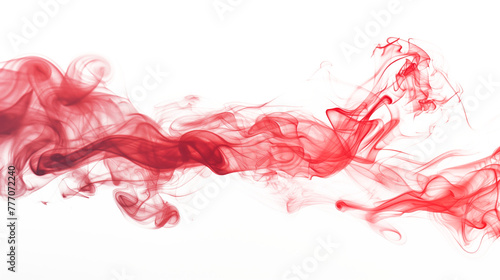 Realistic red smoke isolated on white background