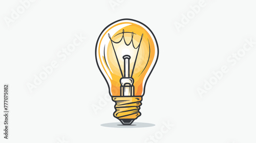 Cartoon light bulb flat vector isolated on white background