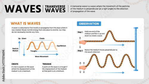 Visualizing Transverse Waves An Illustration of Sea Wave Observations and Amplitude-vector infographics design photo