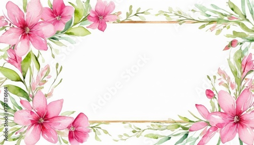Embrace elegance with our watercolor pink floral frame mockup. Soft petals form a delicate border, perfect for showcasing your content