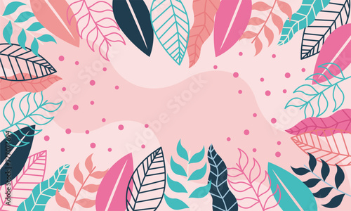 Flat abstract floral leaves background