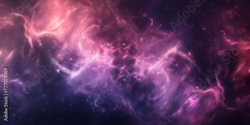 A breathtaking purple and pink nebula swirls against the darkness of space, exuding mystery and wonder